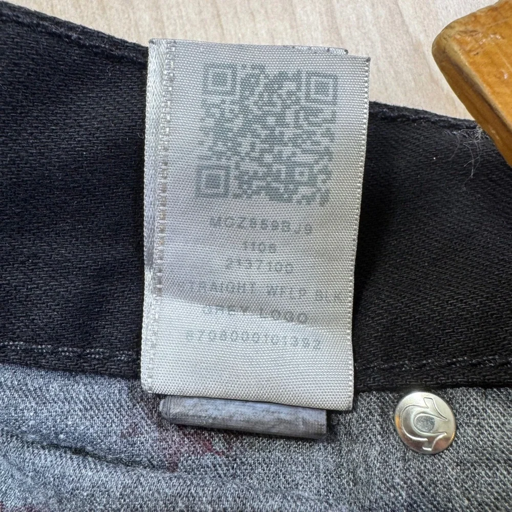 True Religion Black Ricky Straight Jeans Mens‎ Size 36x34 Flap Pockets